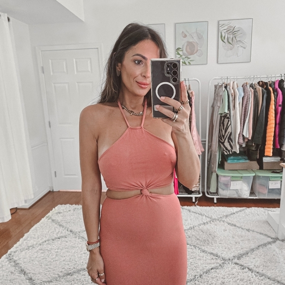 Abercrombie and Fitch mauve bodycon cutout maxi dress nwt - Picture 4 of 10